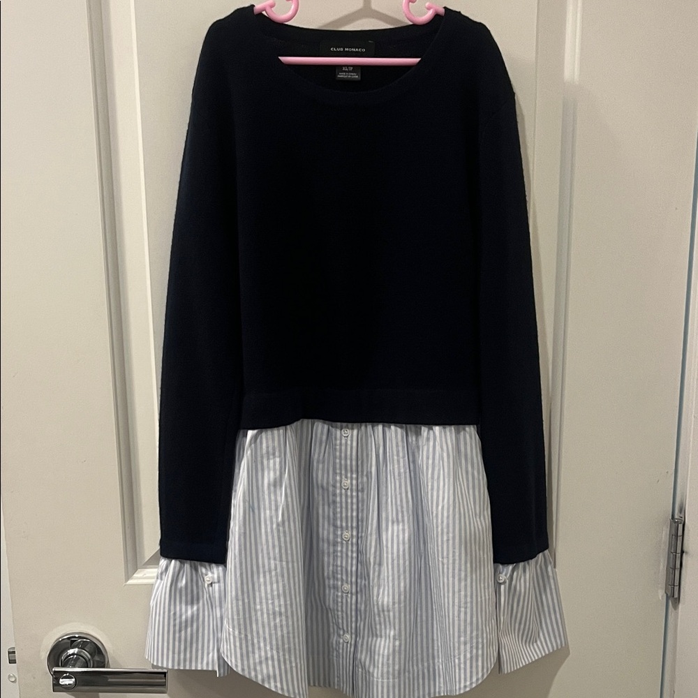 Club Monaco Navy Knit Sweater button up dress